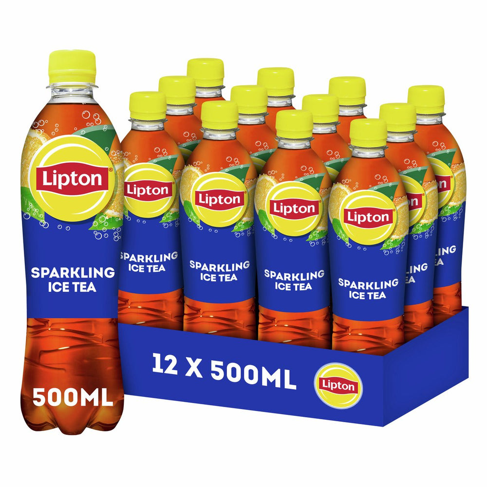 Lipton ice tea sparkling fles - original - laag in calorieën - 12 x 500 ml - voordeelverpakking