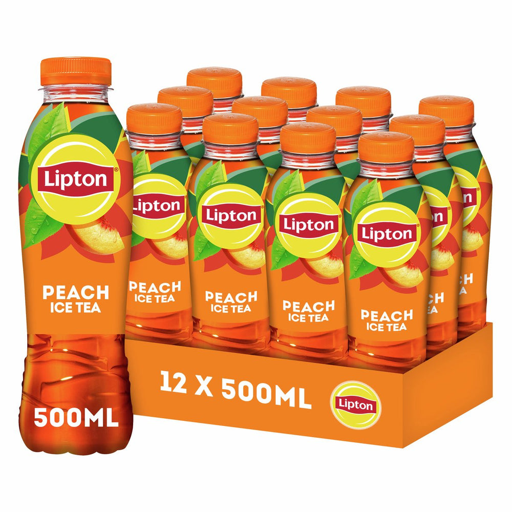 Lipton ice tea fles - peach - laag in calorieën - 12 x 500 ml - voordeelverpakking