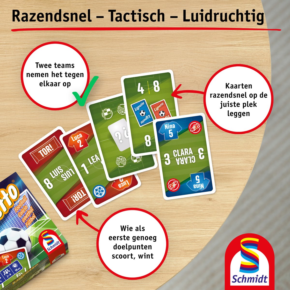 Schmidt ® - ligretto® fussball - voetbal - kaartspel - snel reactiespel - vanaf 7 jaar - 2-4 spelers