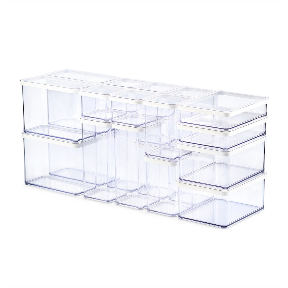 Rotho loft - set premium bewaarbussen 24-delig - luchtdicht - vaatwasmachinebestendig - wit