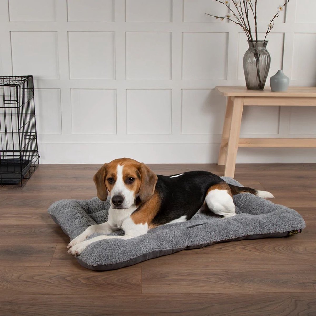 Scruffs cosy benchkussen - zacht hondenkussen - anti-slip - imitatie su�de - grijs - xs - 60 x 45 cm