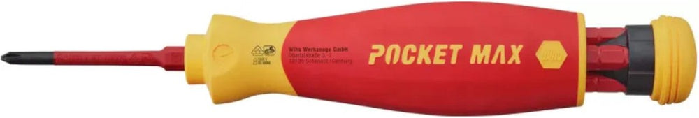 Wiha schroevendraaier met bitmagazijn pocketmax® electricgemengd met 4 slimbits - 45296