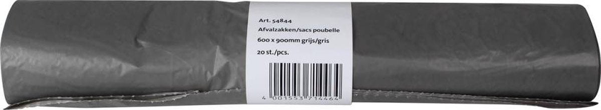 Q-connect vuilniszak 25 micron, ft 60 x 90 cm, 60-65 liter, grijs, rol van 20 stuks