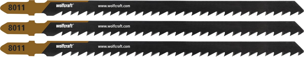 Wolfcraft - 3 decoupeerzaagbladen voor kanthout vuren - 100mm - hcs-blad met t-schacht - hout - 8011000