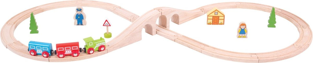 Bigjigs houten treinbaan - - 8-vormig - 26-delig