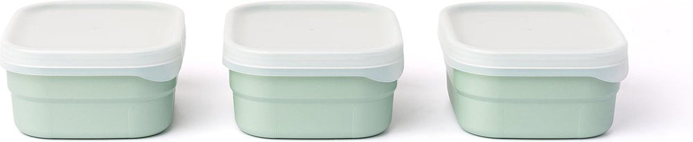 Amuse optifridge bio vershoudbakjes - 3x400ml - bioplastic bewaarbakjes met deksel - bpa-vrij - groen - 115x95x50mm