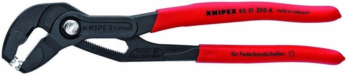 Knipex bandveerklemtang grijs geatramenteerd met anti-slip kunststof bekleed 250 mm - 8551250a