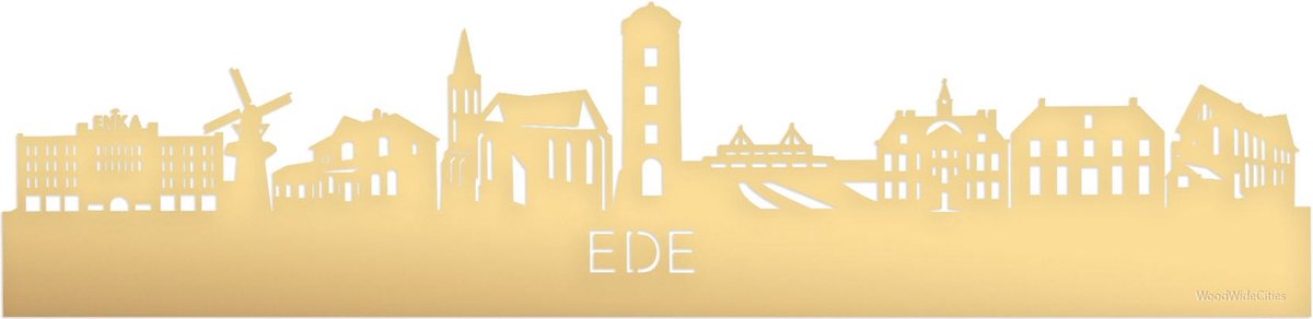 Merkloos sans marque skyline ede goud metallic - 80 cm - woondecoratie design - wanddecoratie met led verlichting - woodwidecities