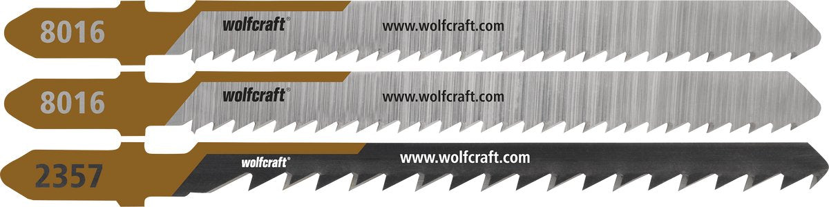 Wolfcraft - vlonder decoupeerzaagbladen - 3 stuks - voor fijne rechte en bochtensneden zagen in vlonders, hardhout wpc - 2357000