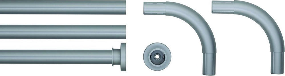 Sealskin seallux - douchegordijnstangset - douchegordijnstang 3x - koppelstuk 2x - mat aluminium