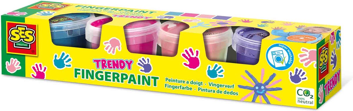 Ses creative ses vingerverf trendy kleuren, 4x110ml