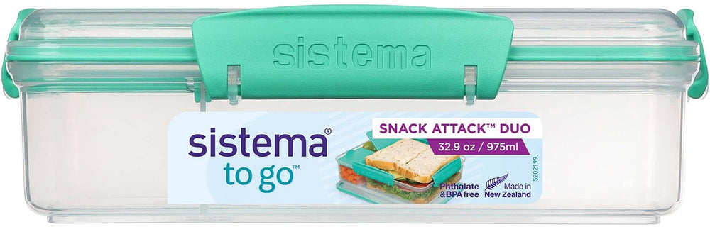 Sistema to go lunchbox snack attack duo minty teal 975ml