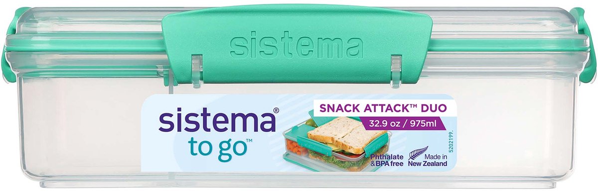 Sistema to go lunchbox snack attack duo minty teal 975ml