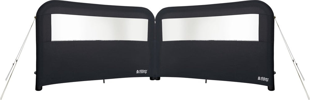 Abbey camp opblaasbaar windscherm 2 x - met pomp - grijs - 480 x 140 cm - koppelbaar