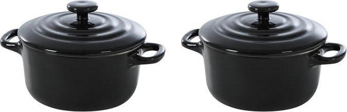 Bk bourgogne cocotte ø 10 cm - 2 stuks - zwart - oven