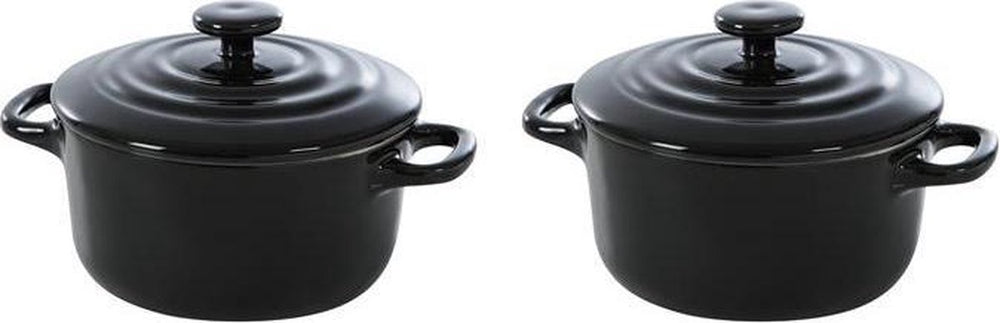 Bk bourgogne cocotte ø 10 cm - 2 stuks - zwart - oven