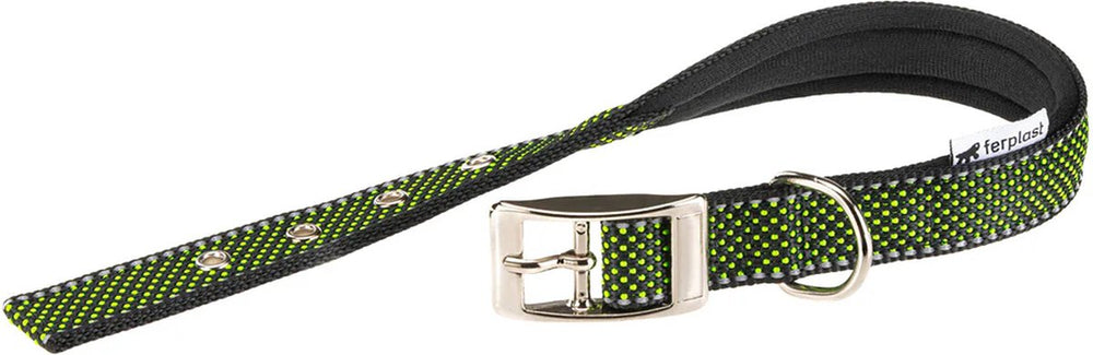 Ferplast daytona deluxe halsband hondenhalsband - zachte voering - groen - reflecterend - l - breedte: 2,5 cm - nekomtrek: 37 - 45 cm (gelieve alvorens bestellen opmeten)