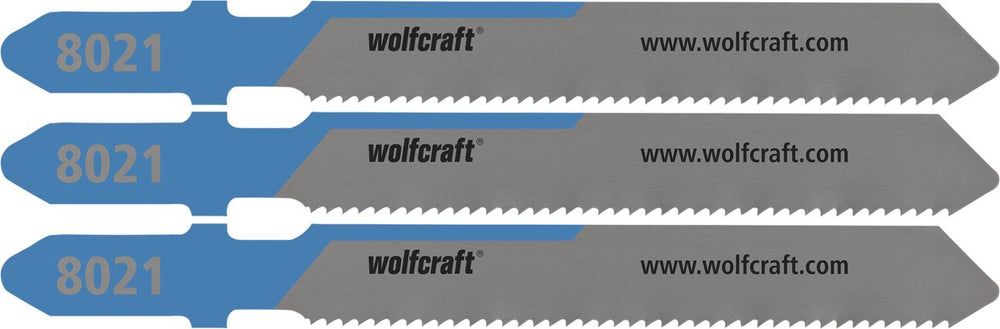 Wolfcraft - 3 decoupeerzaagbladen voor staal tot 3 mm - fijne snede - hss met t-schacht – ideaal voor staalplaat - 8021000