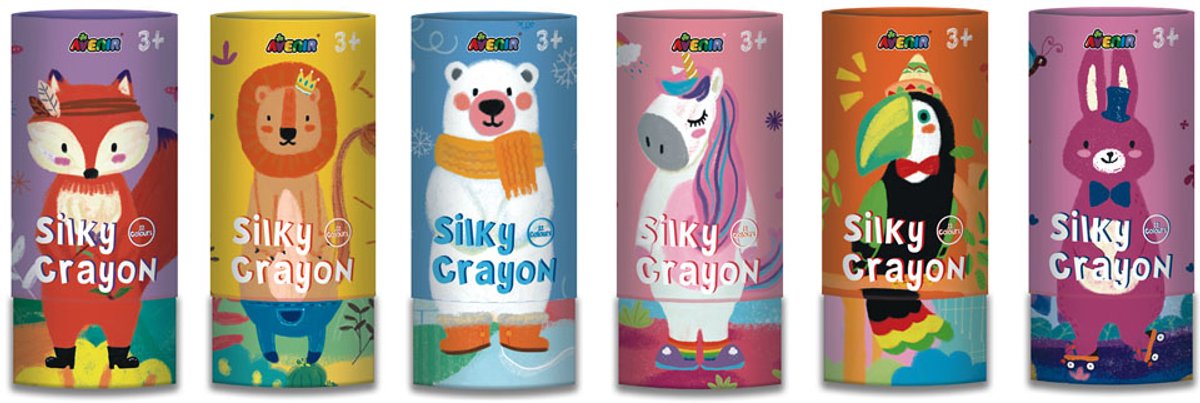 Avenir silky crayon - toekan - 12 kleuren - wateroplosbaar - 3 jaar