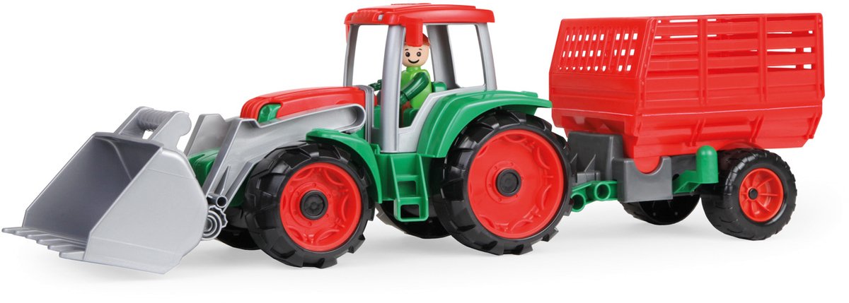 Lena speelgoed tractor truxx met hooiwagen - boerderij speelgoed.