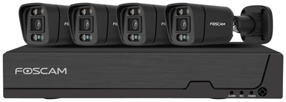 Foscam fna108e-b4-2t-b kit beveiligingscamera set - 4 camera's - poe - 2tb geheugen - kleurennachtzicht 20m - 8mp - zwart