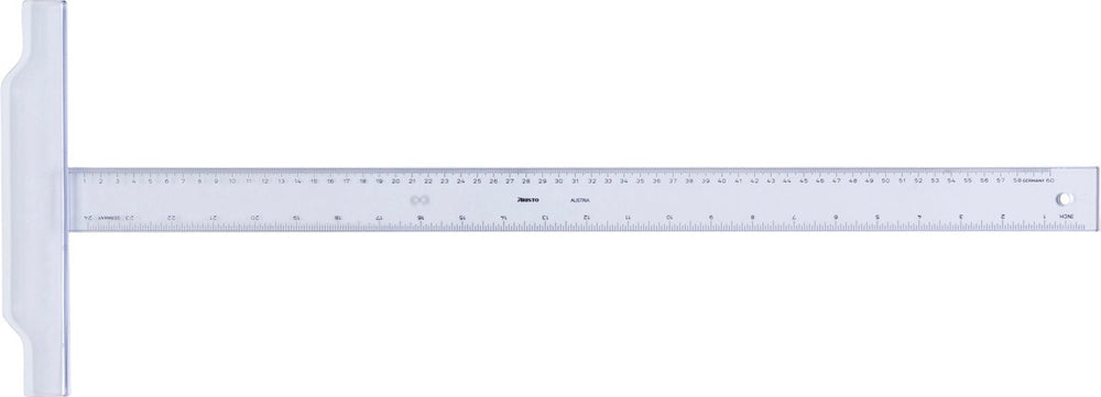 Aristo tekenhaak - lengte 60cm - mm cm inch schaalverdeling - glashelder plexiglas - met anti-slip noppen - ar-23176
