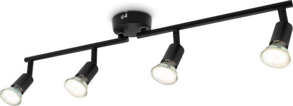 B.k.licht - zwarte plafondspots - plafonnière - zwenkbare opbouwspots - met 4 lichtpunten - met gu10 lichtbronnen