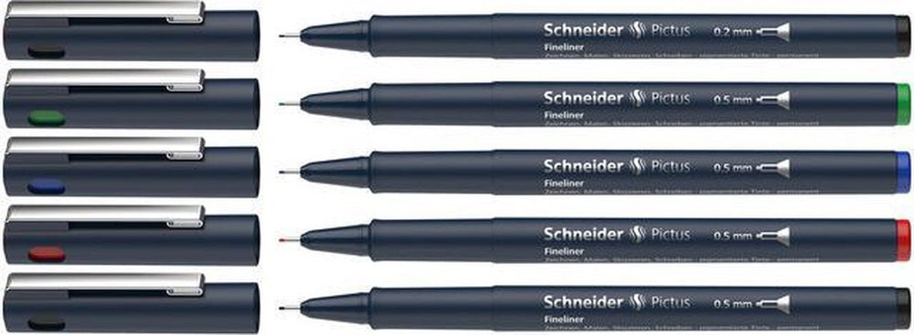 Schneider schrijfwaren schneider fineliner - pictus - assorti kleuren - 5 stuks - s-197595