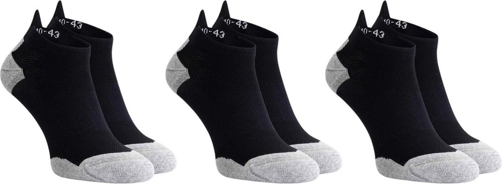 Rogelli core dames en heren 3 pack korte hardloopsokken - zwart grijs