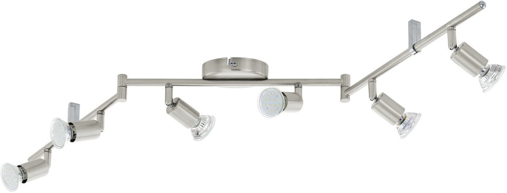 Eglo buzz - plafondspots - 6 lichts - led - nikkel-mat