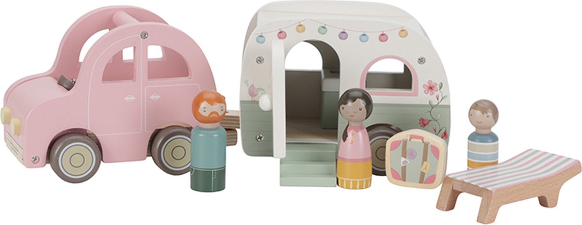 Little dutch speelgoed auto met caravan fsc