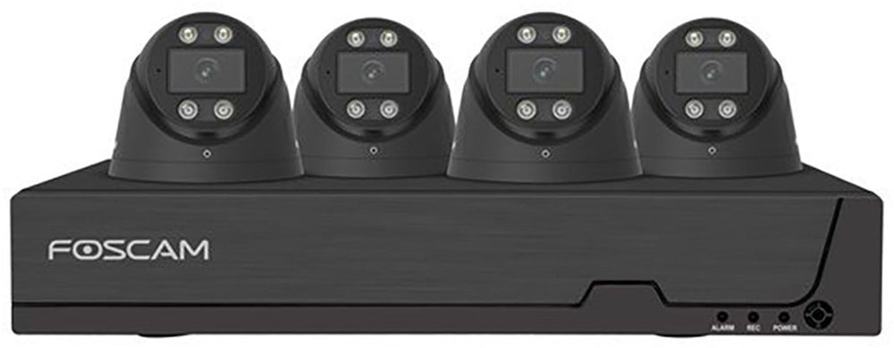 Foscam fn9108e-t4-2t kit beveiligingscamera set - 4 camera's - poe - 2tb geheugen - nachtzicht 20m - 5mp - zwart