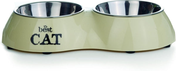 Beeztees best cat - dinerset kat - beige - 26,5x15x4,5 - 2x 160 ml