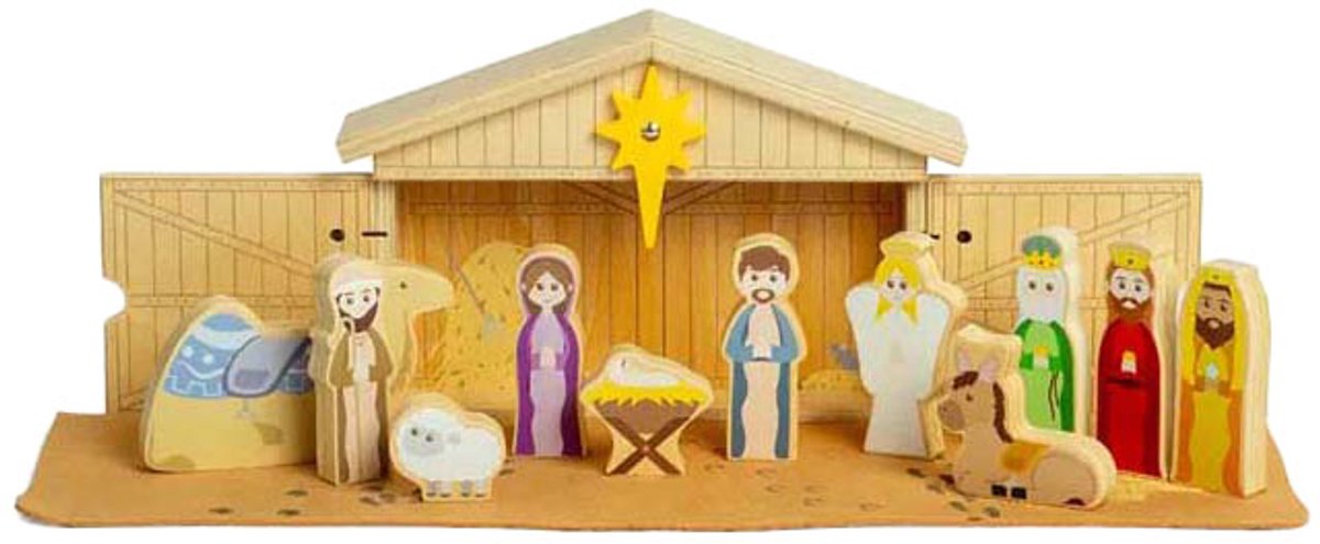 Bigjigs houten kerststal set, 13dlg.