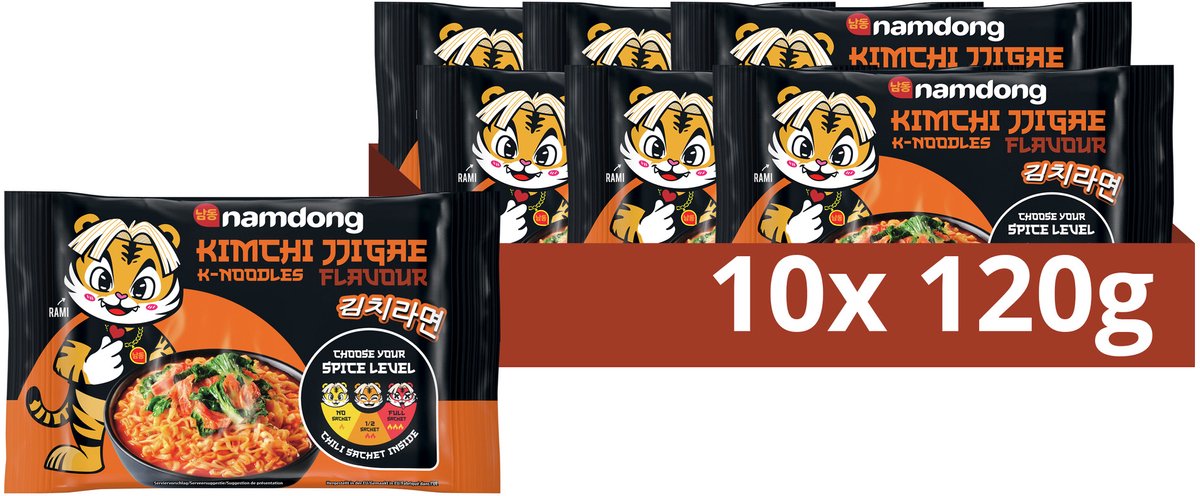 Namdong snack - kimchi jjigae - instantnoedels met kimchismaak op koreaanse wijze - 10 x 120 g