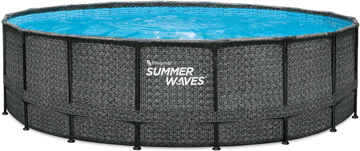 Zomergolven zwembad elite frame 549 x 132 cm donker visgraat + zandfilterpomp