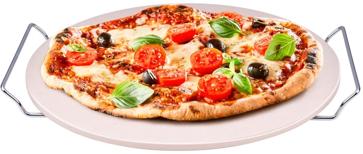 Alpina pizzasteen - pizza steen voor bbq en oven - ø33 cm - baksteen voor krokante korst - hittebestendige ovensteen