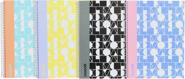Ancor smooth spiraalboek a4 ruit hardcover - 4 stuks - assorti designs