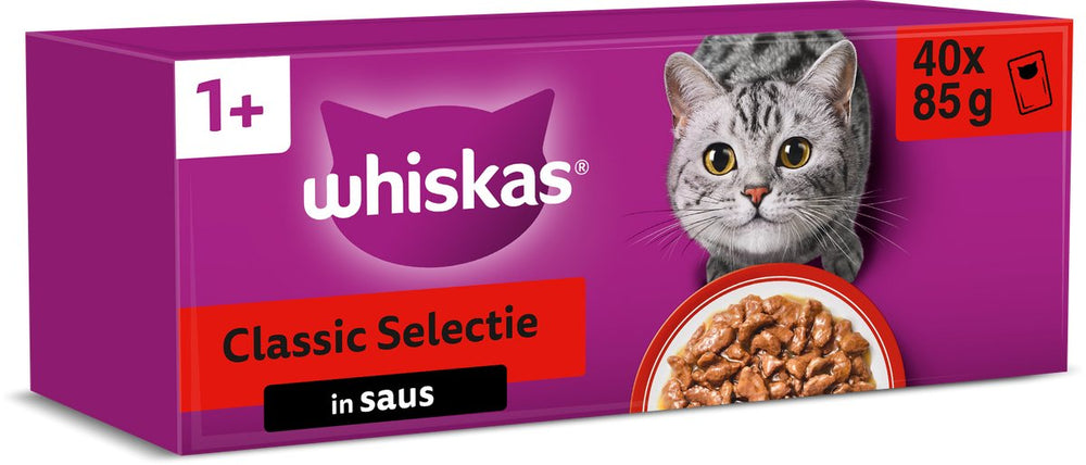 Whiskas multipack zakje volwassen klassiek selectie vlees in saus