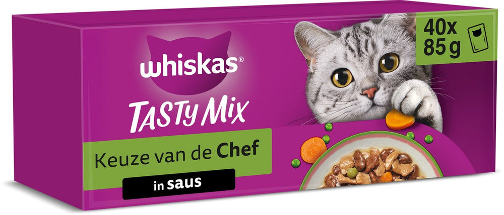 Whiskas kattenvoer - adult 1+ - tasty mix keuze chef in saus - 40x85g