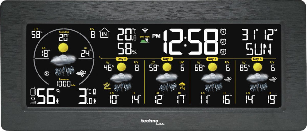 Technoline weerstation - wd 3050 - 232x100x42mm - antraciet - met 1 buitensensor - tl-wd3050