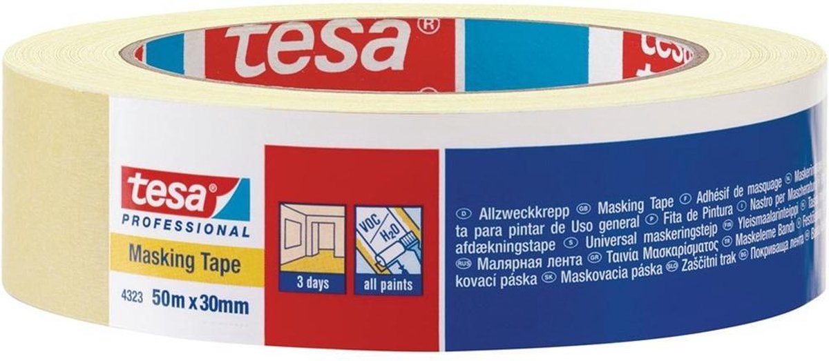 Tesa professional tesa standard 04323-00042-00 schilderstape tesakrepp beige (l x b) 50 m x 30 mm 1 stuk(s)