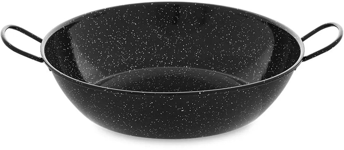 Vaello diepe pan met handvat zwart geëmailleerd staal (ø 38 cm)