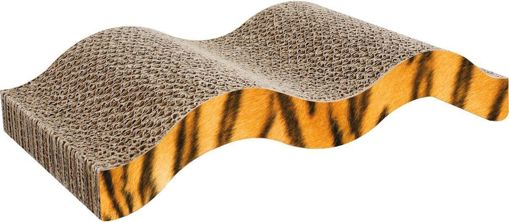 Flamingo krabkarton mawimbi – bruin rosé zwart – 40,5 x 20 x 7,5 cm – compact en stijlvol krabspeelgoed voor katten