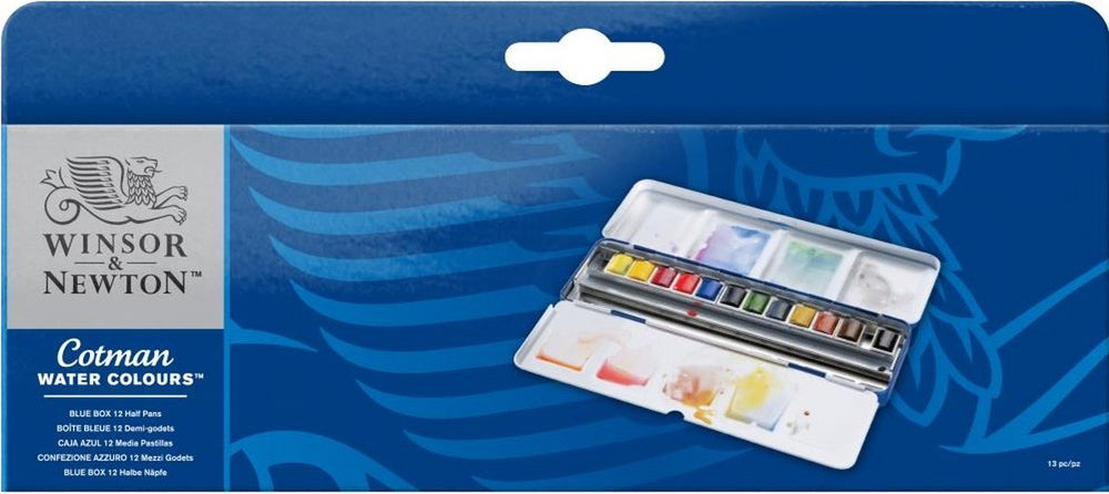 Winsor newton cotman aquarelset blue box 12 halve napjes