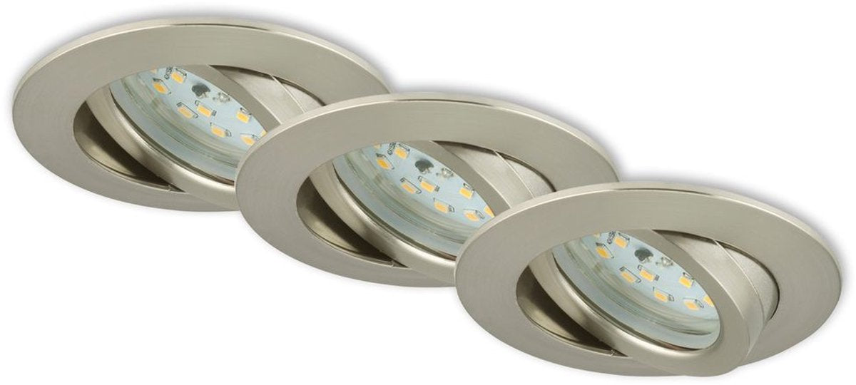 Briloner attach dim - inbouwspots - set van 3 - dimbaar - 5,5w - ø82mm - mat nikkel