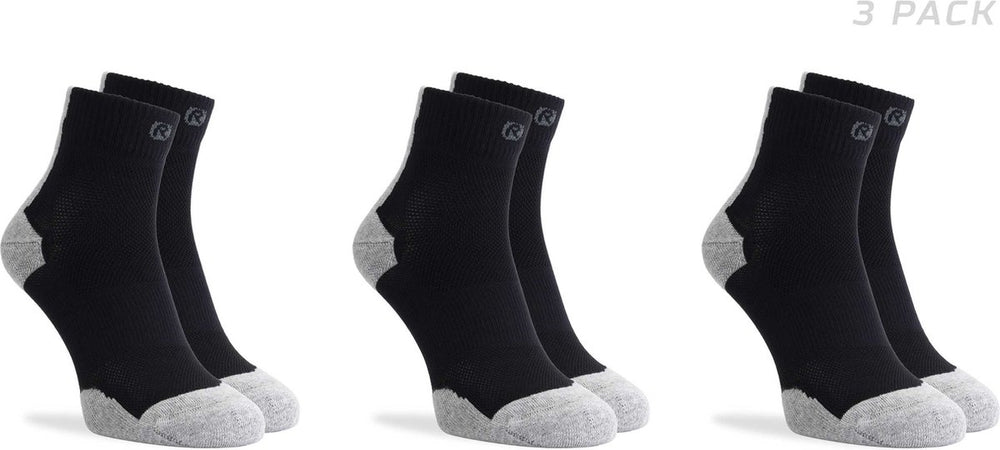 Rogelli core dames en heren 3 pack hardloopsokken - zwart grijs