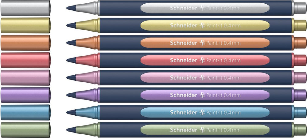 Schneider schrijfwaren schneider rollerball metallic - paint-it 050 - lijnbreedte 0.4mm - 8 stuks - s-ml05011502