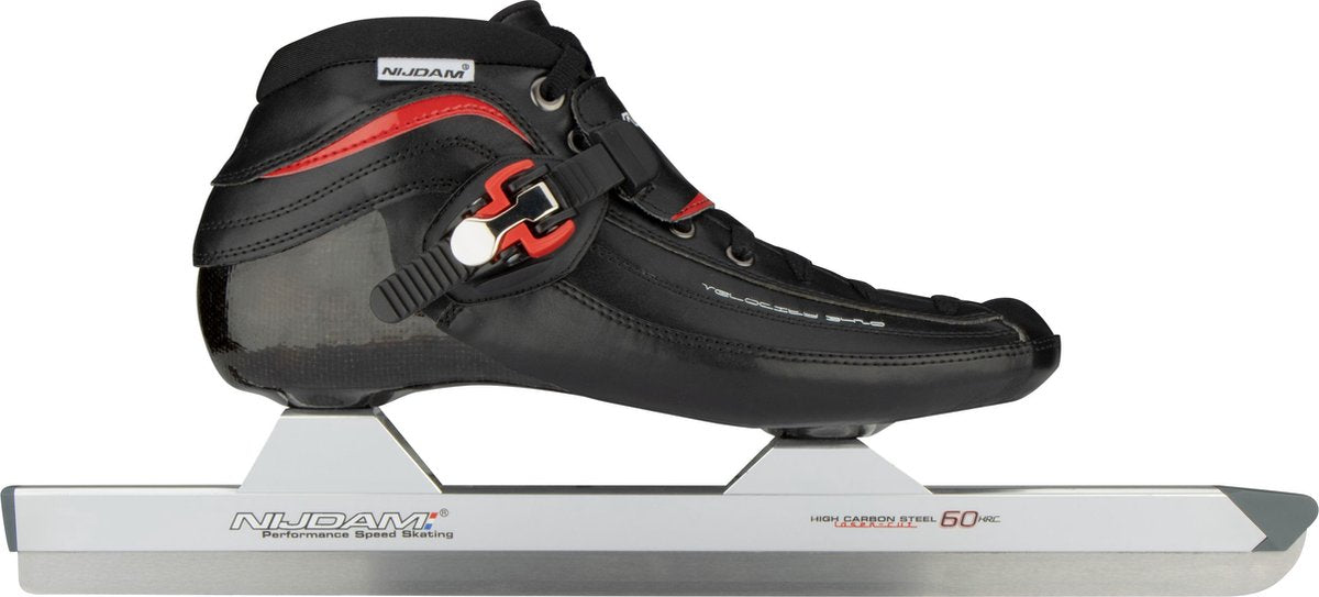Nijdam premium norenschaatsen carbon - laag - zwart rood - maat 41