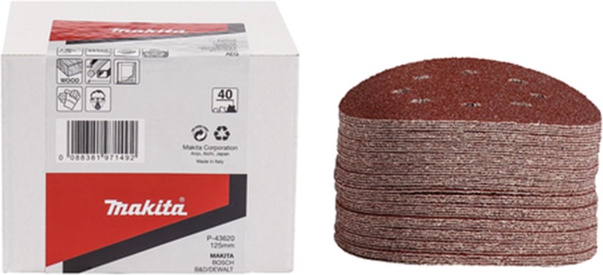 Makita p-43620 schuurschijf 125mm k40 red velcro